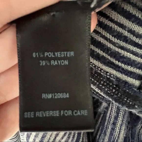 Torrid Womens Sweater Cardigan Knit Size Large Open Front Navy Stripes Waterfall - Picture 7 of 16